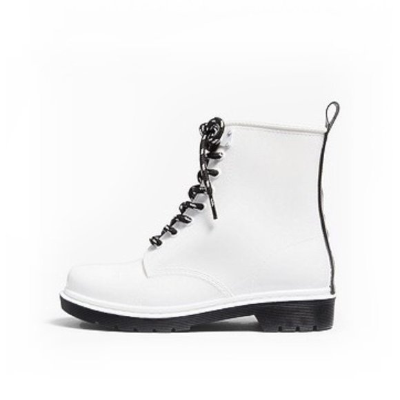 Michael Kors White Combat Rain Boots Mk 